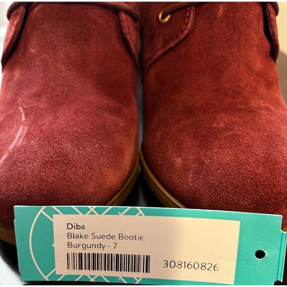 Diba Blake Suede Bootie Women’s 7 Burgundy Leather Upper Wedge Heel Ankle Boots - Picture 2 of 13